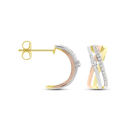 Damen Ohrstecker Gold 375 Tricolor Zirkonia - Creolen Damen | OROVIVO