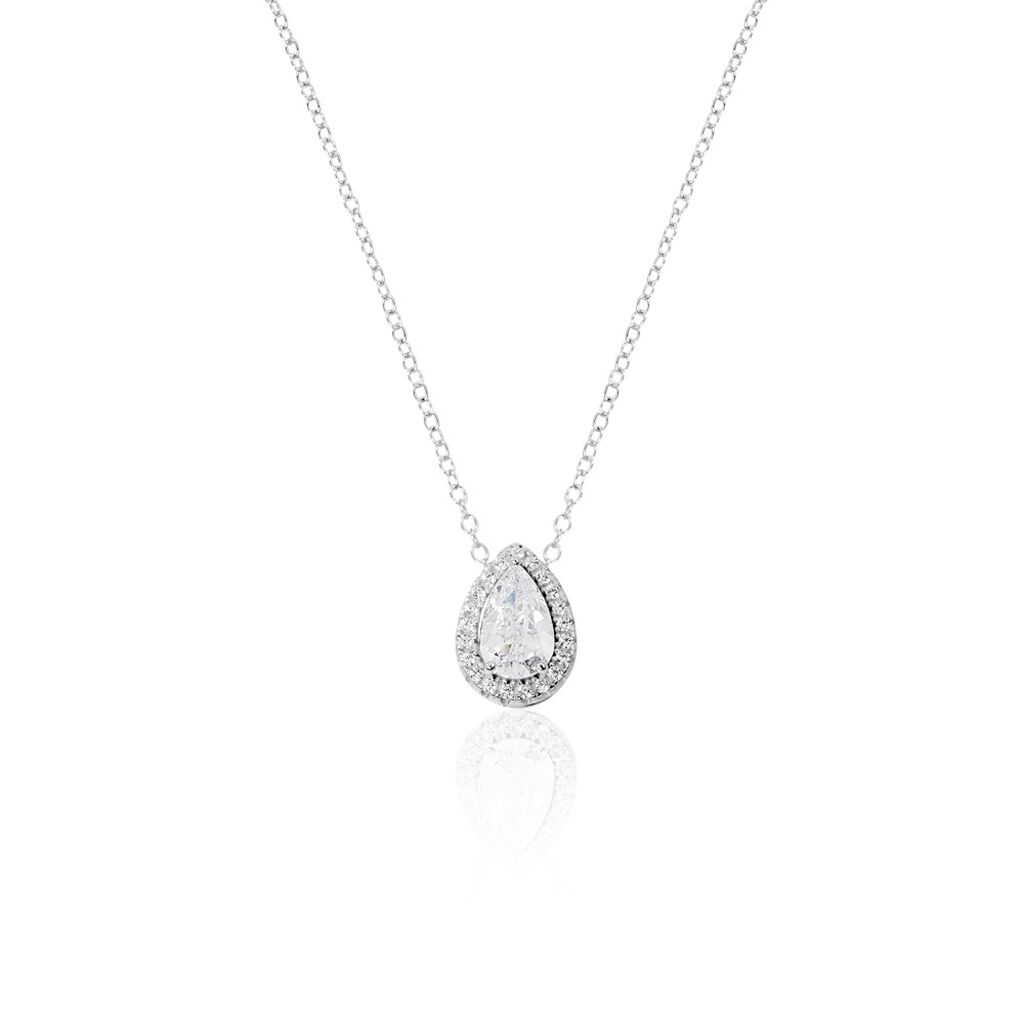 ISOLDE Damen Collier Silber 925 Zirkonia Wei&szlig; 1,35 ct Tropfen