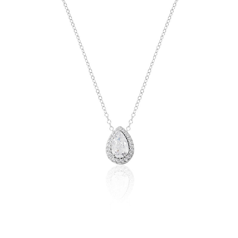 ISOLDE Damen Collier Silber 925 Zirkonia Wei&szlig; 1,35 ct Tropfen - Halsketten Damen | OROVIVO