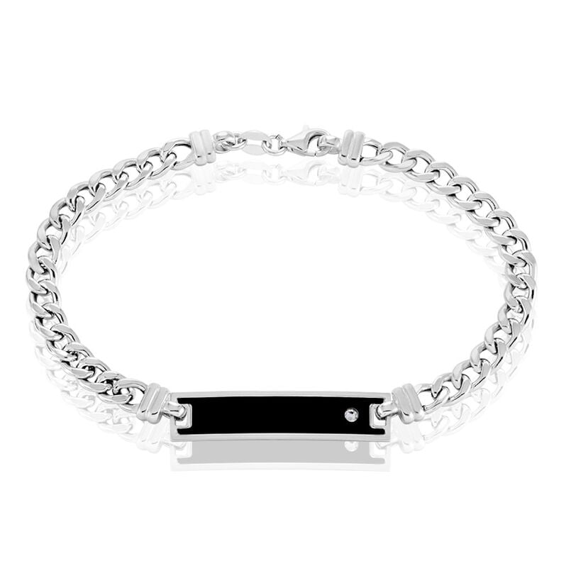 Bracelet Identite Argent Rhodié Ilias Oxyde De Zirconium - Spannringe Herren | OROVIVO