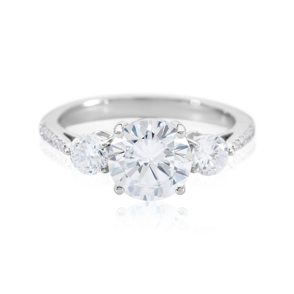 LUMINAE Damen Ring Silber 925 Zirkonia Weiß 2,98 ct Kreis, Ring mit Stein