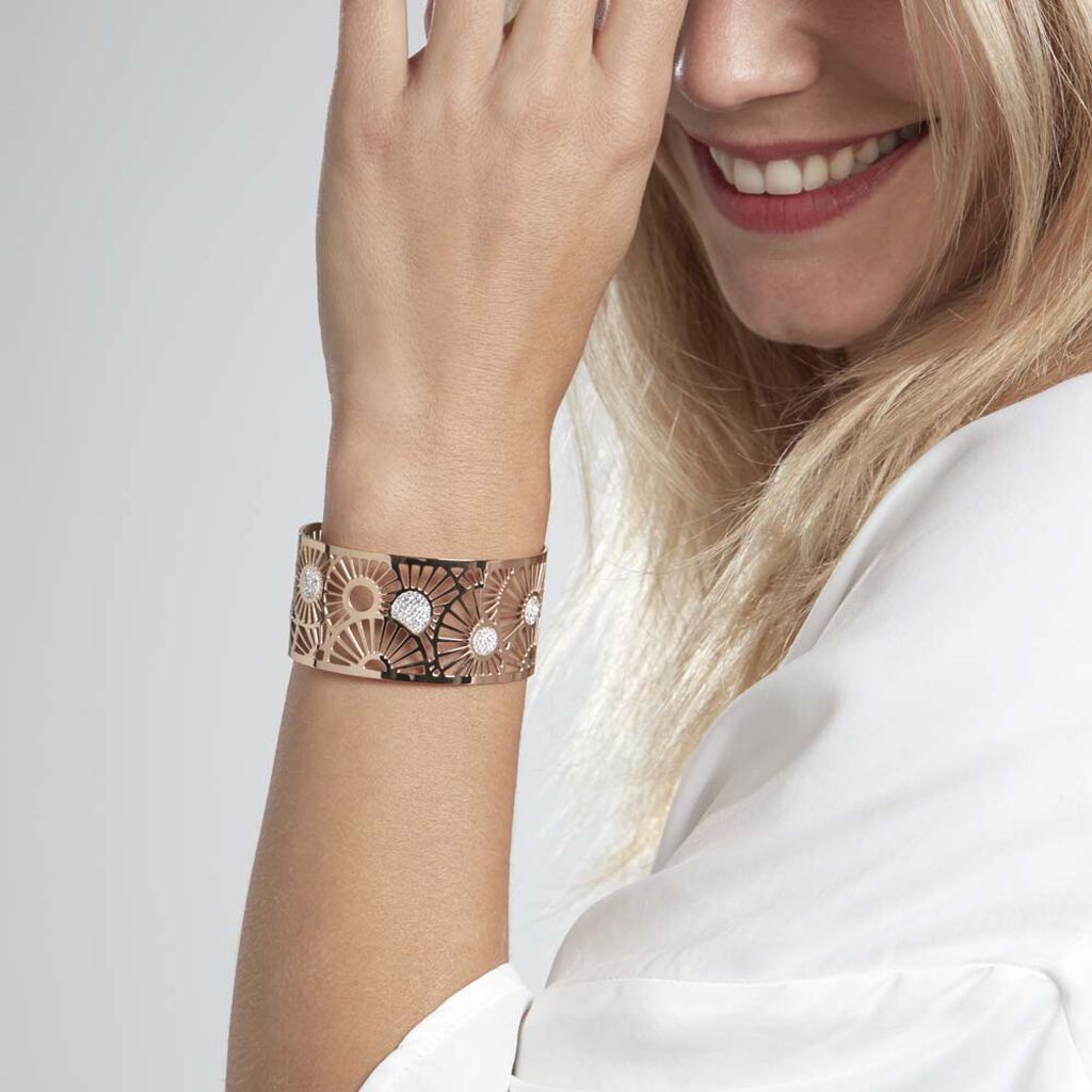 Jonc Acier Rose Imagine Florette Strass Multifleurs - Spannringe Damen | OROVIVO
