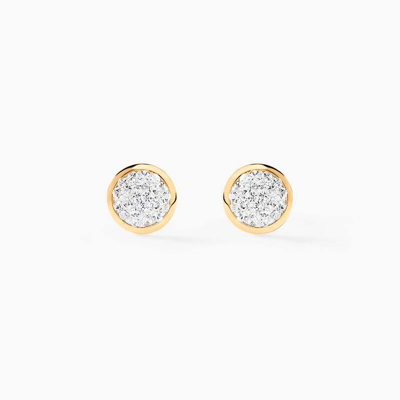 Boucles D'oreilles Puces Lane Or Jaune Strass - Spannringe Kinder | OROVIVO