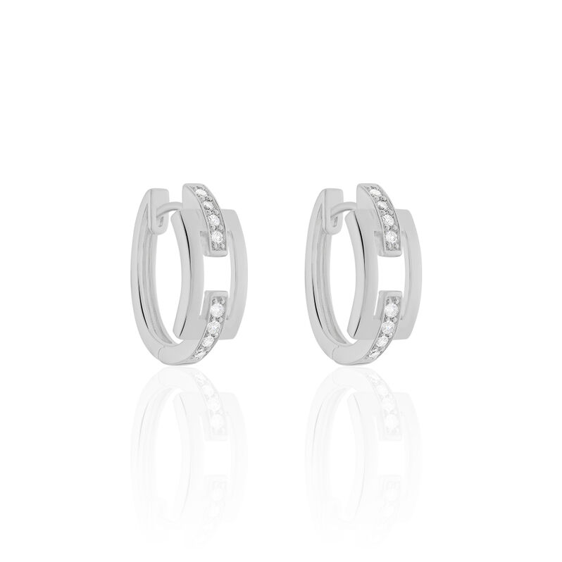 BE SQUARE Damen Creolen Silber 925 Zirkonia Wei&szlig; B 8,3 mm - Creolen Damen | OROVIVO