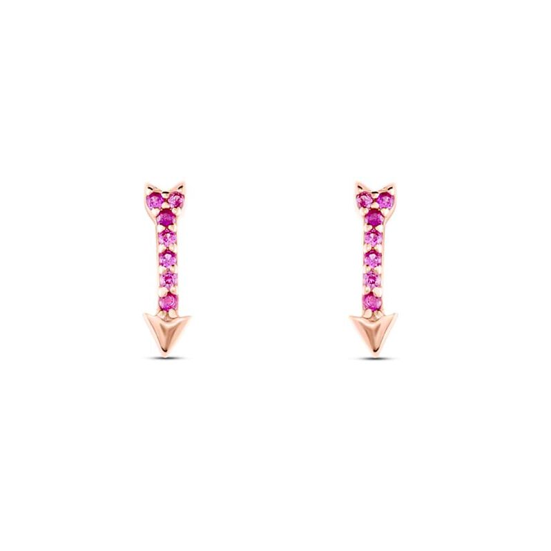 Orecchini a lobo freccia in argento rosato e zirconi rosa - Spannringe Damen | OROVIVO