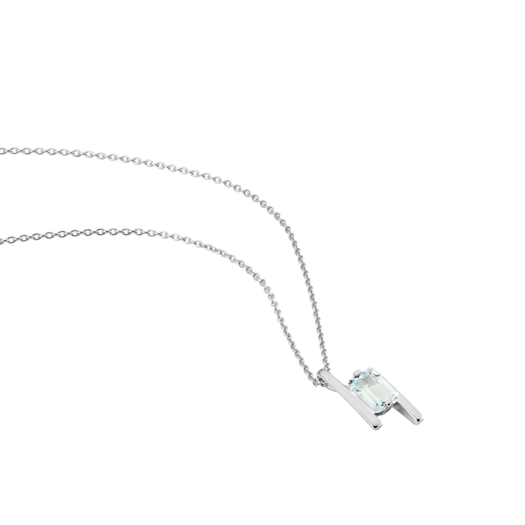 Damen Collier Silber Silber 925 Topas Blau 1,25ct Achteck Sineva - Halsketten Damen | OROVIVO