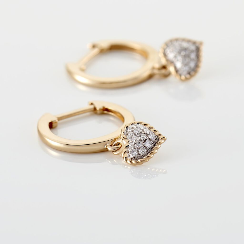Damen Creolen Gold 375 Diamant 0,09ct Herz Herz Special 11,30mm  - Creolen Damen | OROVIVO