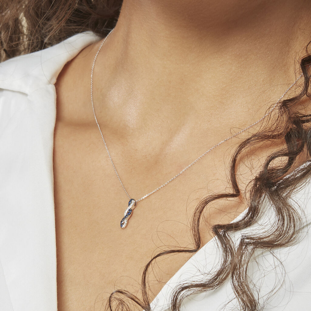 Collier Ligera Or Blanc Saphir Et Diamant - Spannringe Damen | OROVIVO