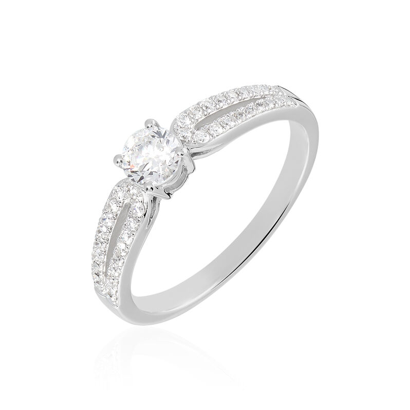 Bague Solitaire Katalina Or Blanc Diamant - Spannringe Damen | OROVIVO