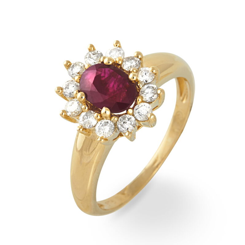 Bague Vladimir Or Jaune Rubis Et Diamant - Spannringe Damen | OROVIVO