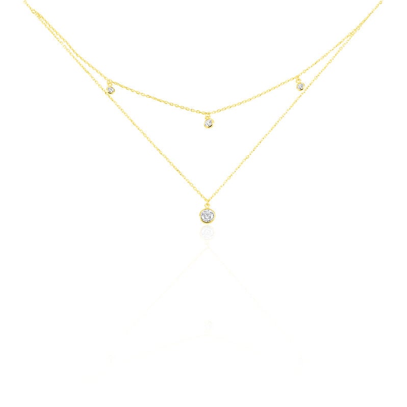 TINI Damen Collier Gold 375 (9 Karat) Zirkonia Wei&szlig; B 0,25 mm - Halsketten Damen | OROVIVO