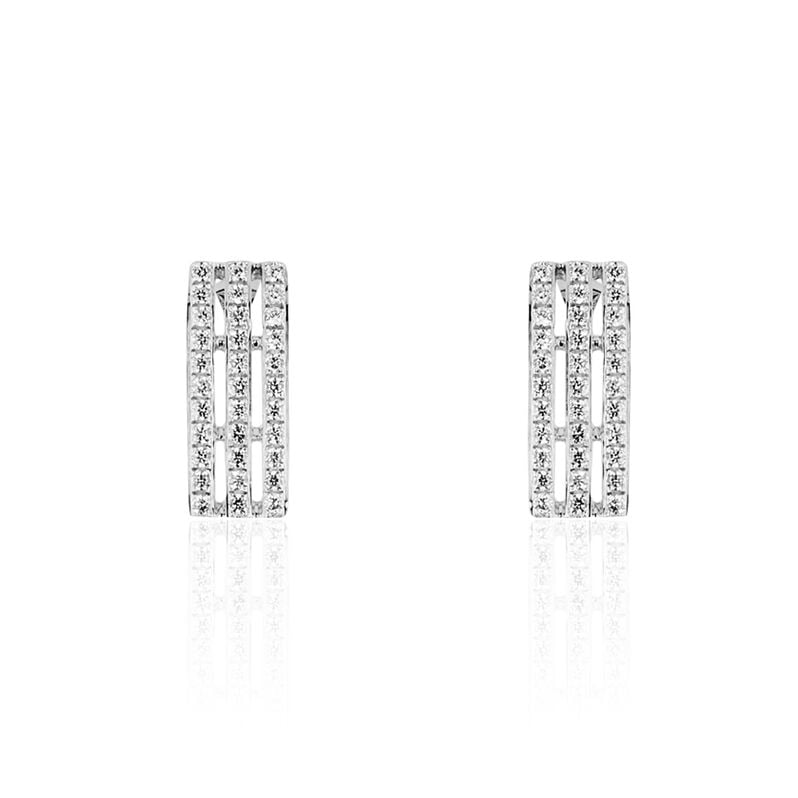 Boucles D'oreilles Puces Or Gris Oxyde De Zirconium - Spannringe Damen | OROVIVO
