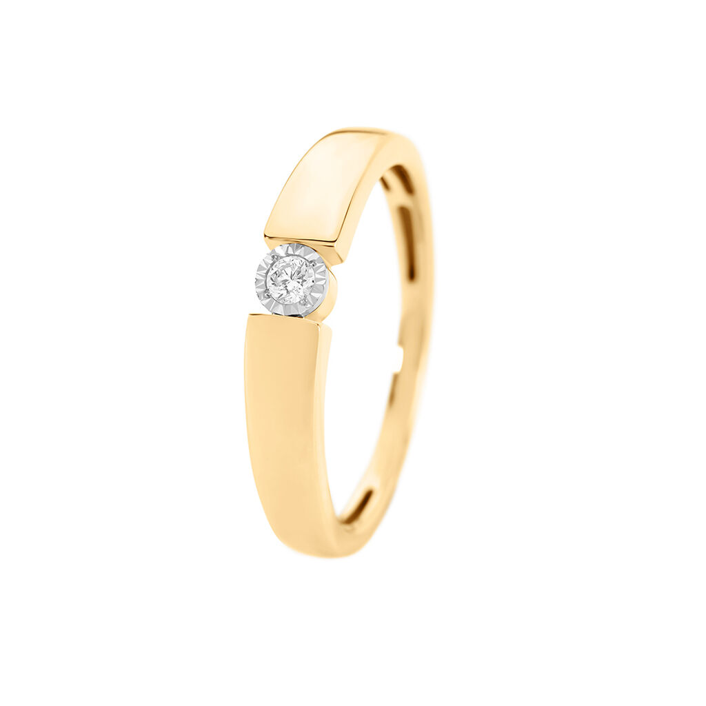 ELOURA Damen Ring Gold 585 (14 Karat) Diamant Wei&szlig; 0,05 ct Kreis