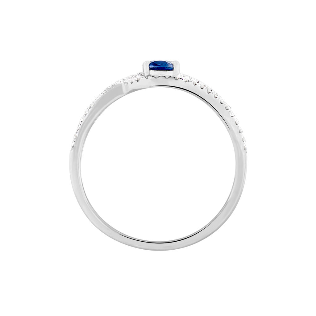 Bague Lyna Or Blanc Saphir Et Diamant - Spannringe Damen | OROVIVO