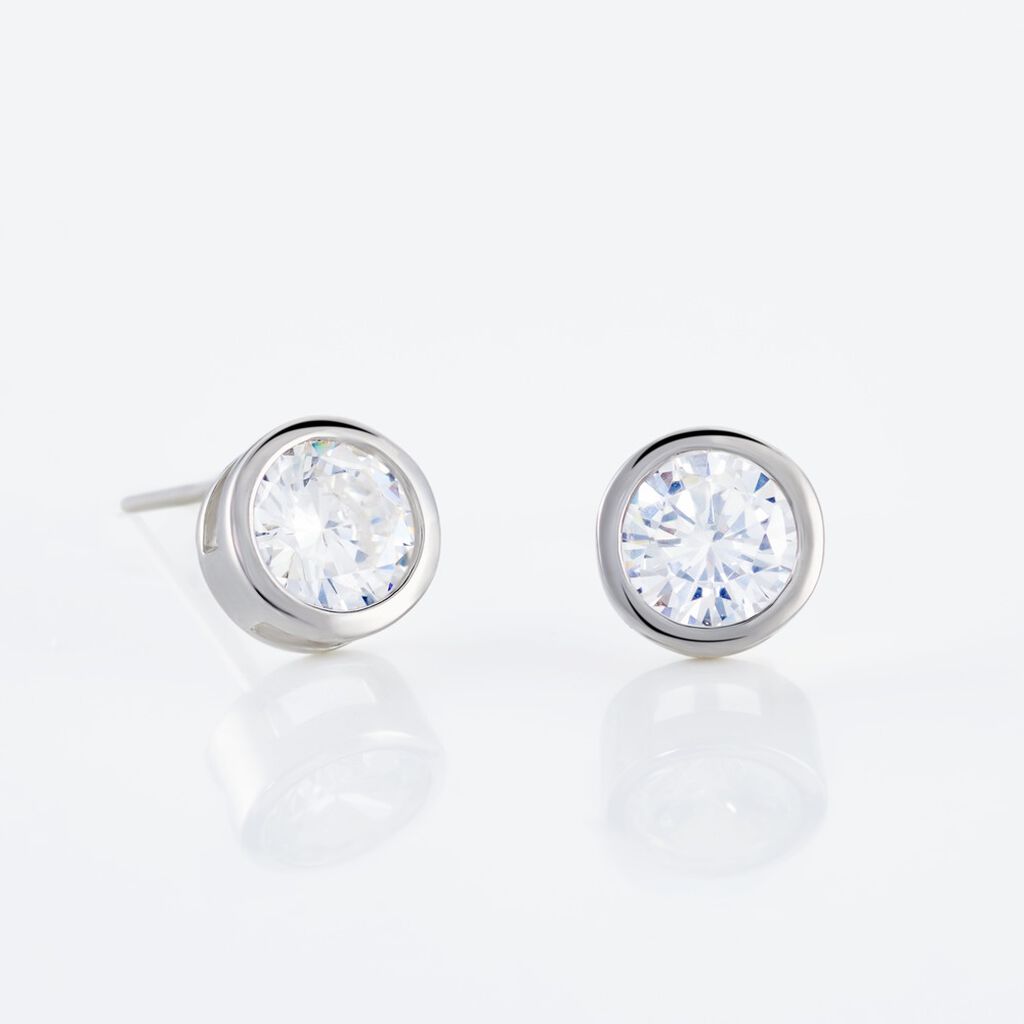 DRIVA 2 Damen Ohrstecker Silber 925 Zirkonia Wei&szlig; 0,5 ct