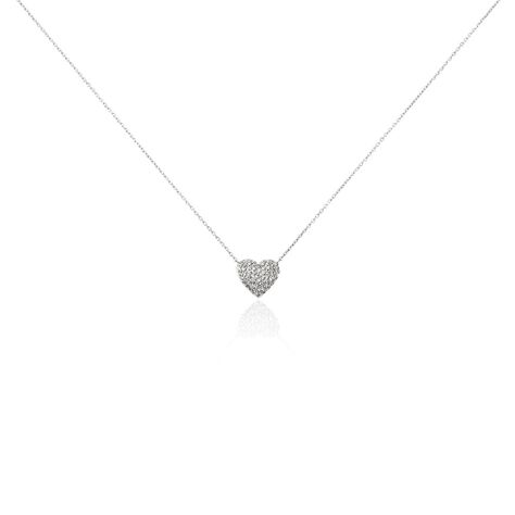 Damen Collier Weißgold 375 Diamant 0,12ct Herz Ti Amo 0,70mm 45cm - Halsketten Damen | OROVIVO