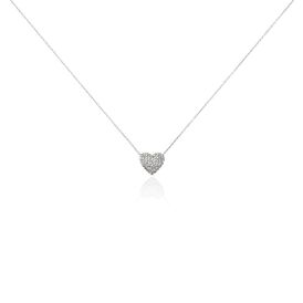 Damen Halskette Weißgold 375 Diamanten 0,12ct Herz Ti Amo - Herzketten Damen | OROVIVO