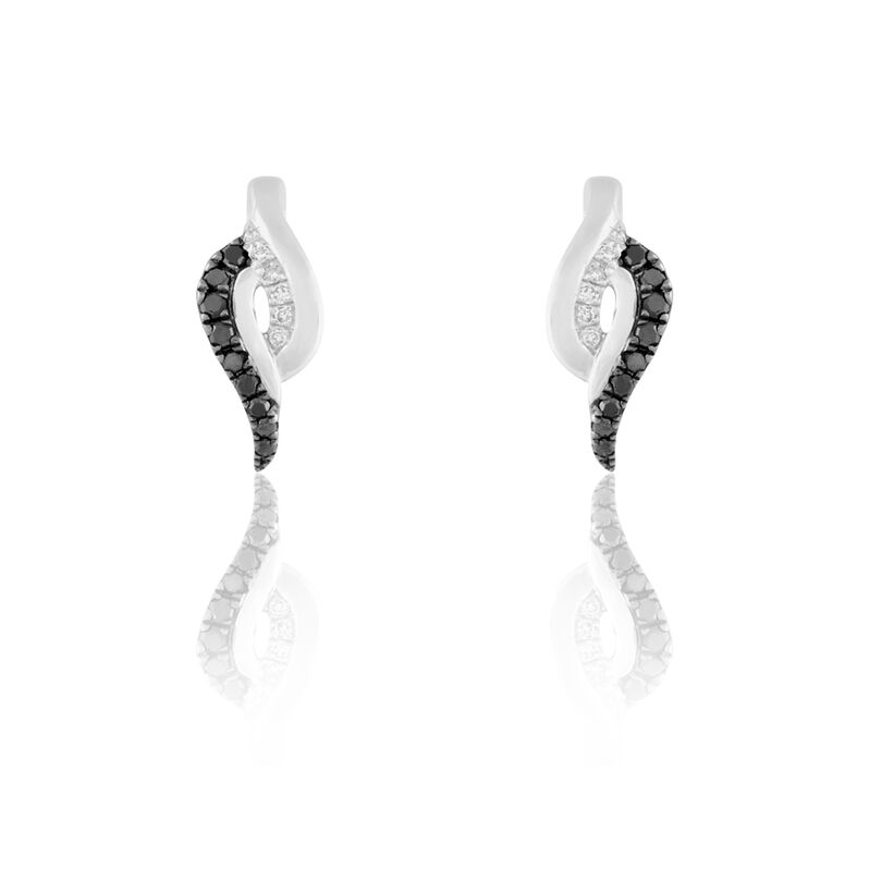 Damen Ohrringe Lang Weißgold 375 Diamant 0,11ct Oval Sculptural  - Ohrringe mit Stein Damen | OROVIVO