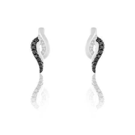 Damen Ohrringe Lang Weißgold 375 Diamant 0,11ct Oval Sculptural  - Ohrringe mit Stein Damen | OROVIVO