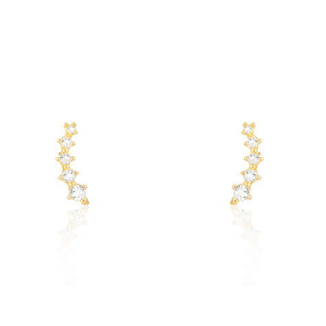 YOUSSA BARRETTES 2 Damen Ohrstecker Gold 375 (9 Karat) Zirkonia Wei&szlig; Barren - Ohrstecker  | OROVIVO