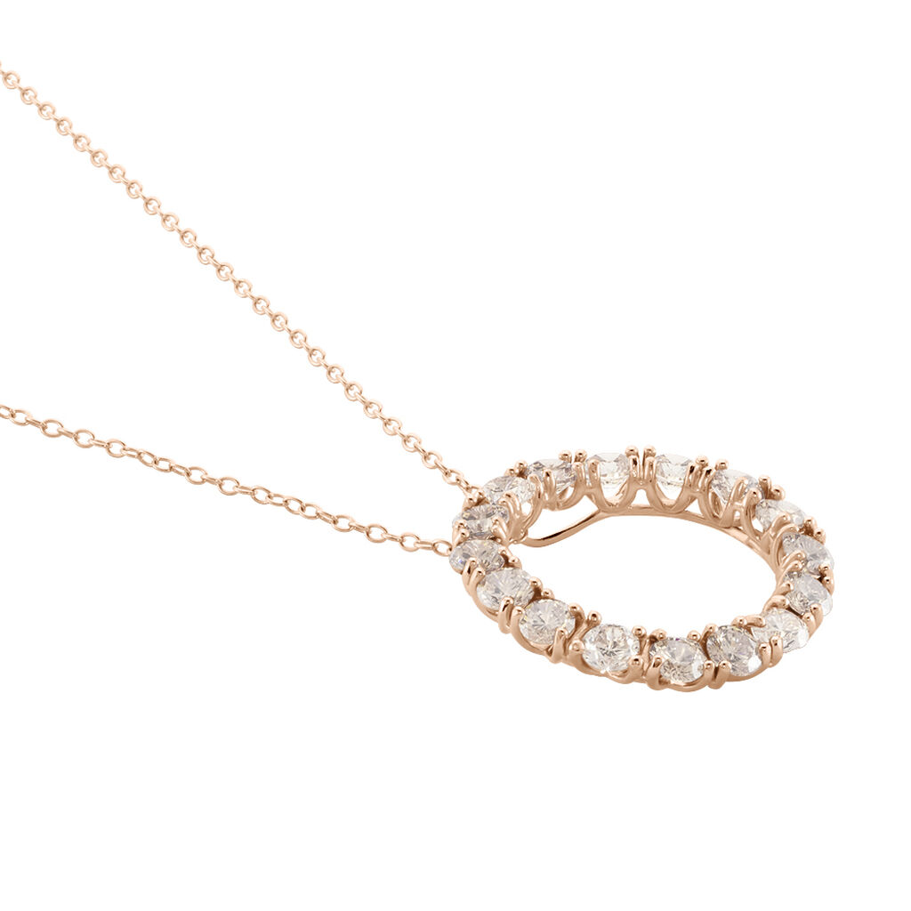 MYRIAM Damen Collier Silber rosevergoldet 925 Zirkonia Champagner 4,21 ct Kreis B 1,15 mm