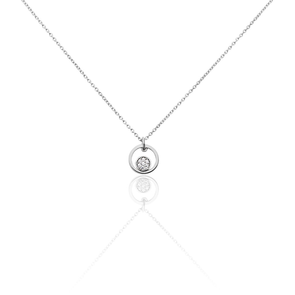🦚 Damen Halskette Silber 925 Zirkonia Kreis Eluisa, Collier mit Stein
