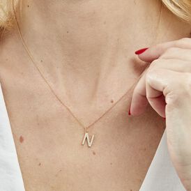 Anhänger Gold 375 Zirkonia Buchstabe N - Personalisierte Geschenke Familie | OROVIVO