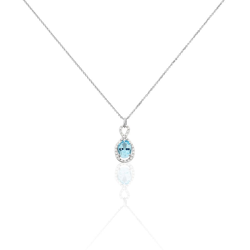 Damen Collier Weißgold 375 Topas Blau 1,63ct Oval Passion - Halsketten Damen | OROVIVO