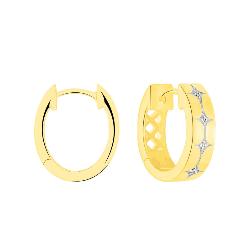 HEIKE Damen Creolen Gold 375 (9 Karat) Zirkonia Wei&szlig; 0,03 ct - Creolen Damen | OROVIVO