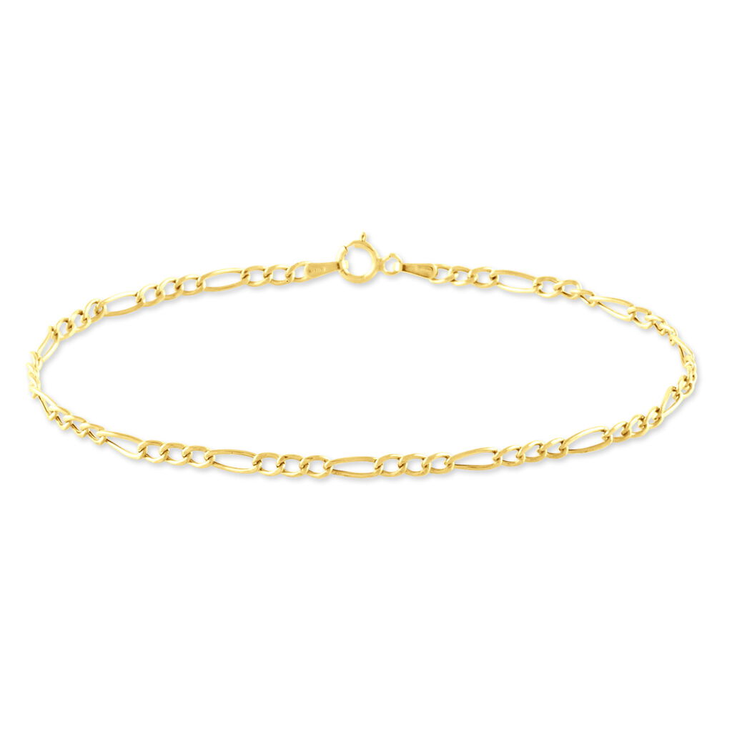 Damen Gliederarmband Figarokette Gold 375, Armkette ohne Stein