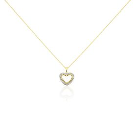 Damen Halskette Gold 375 Diamanten 0,18ct Herz Precious - Herzketten Damen | OROVIVO