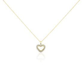 Damen Halskette Gold 375 Diamanten 0,18ct Herz Precious - Herzketten Damen | OROVIVO
