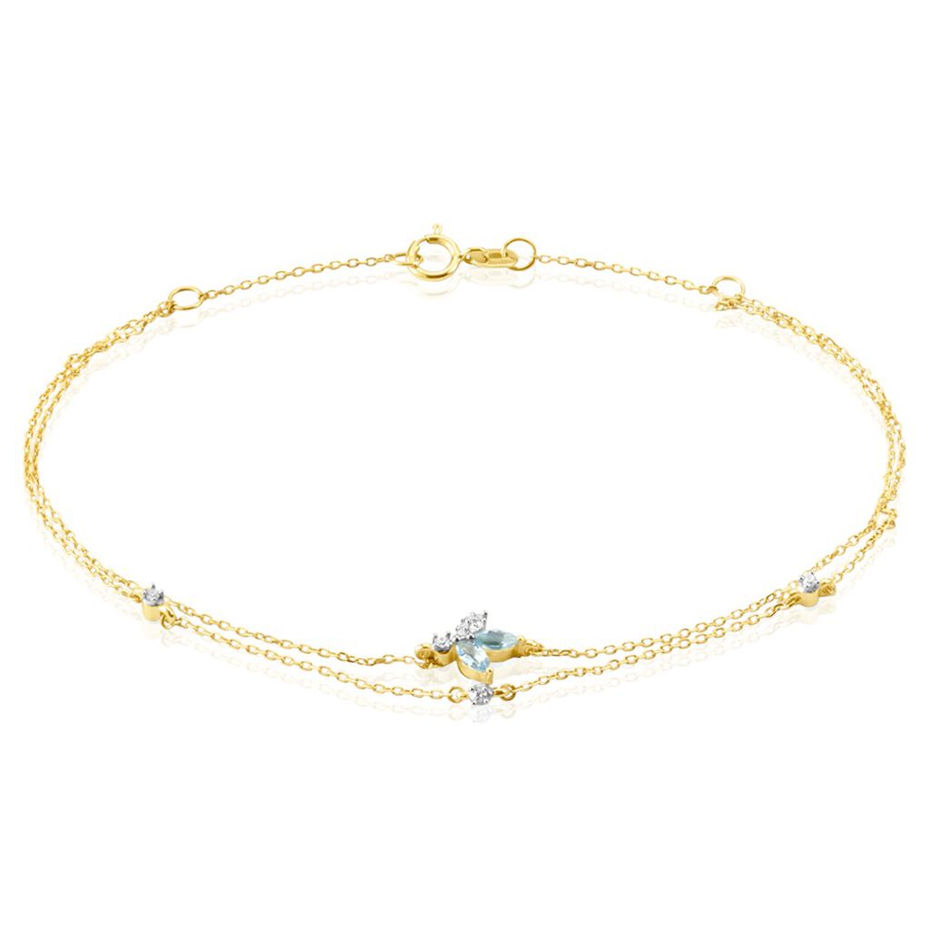 Damen Armband Gold 375 Topas Swiss Blue 0,34ct Blume Santorini - Armbänder mit Anhänger Damen | OROVIVO