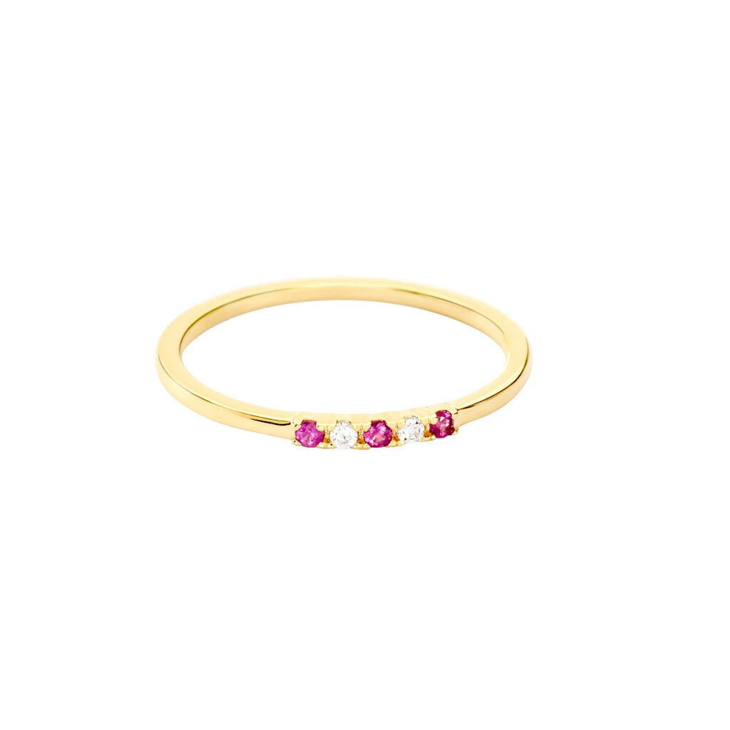 Cinque Red Damen Ring Gold 375 (9 Karat) Zirkonia Wei&szlig;