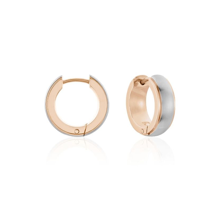 NORAH Damen Creolen Titan Bicolor Silber/Ros&eacute;gold B 4,7 mm - Creolen Damen | OROVIVO