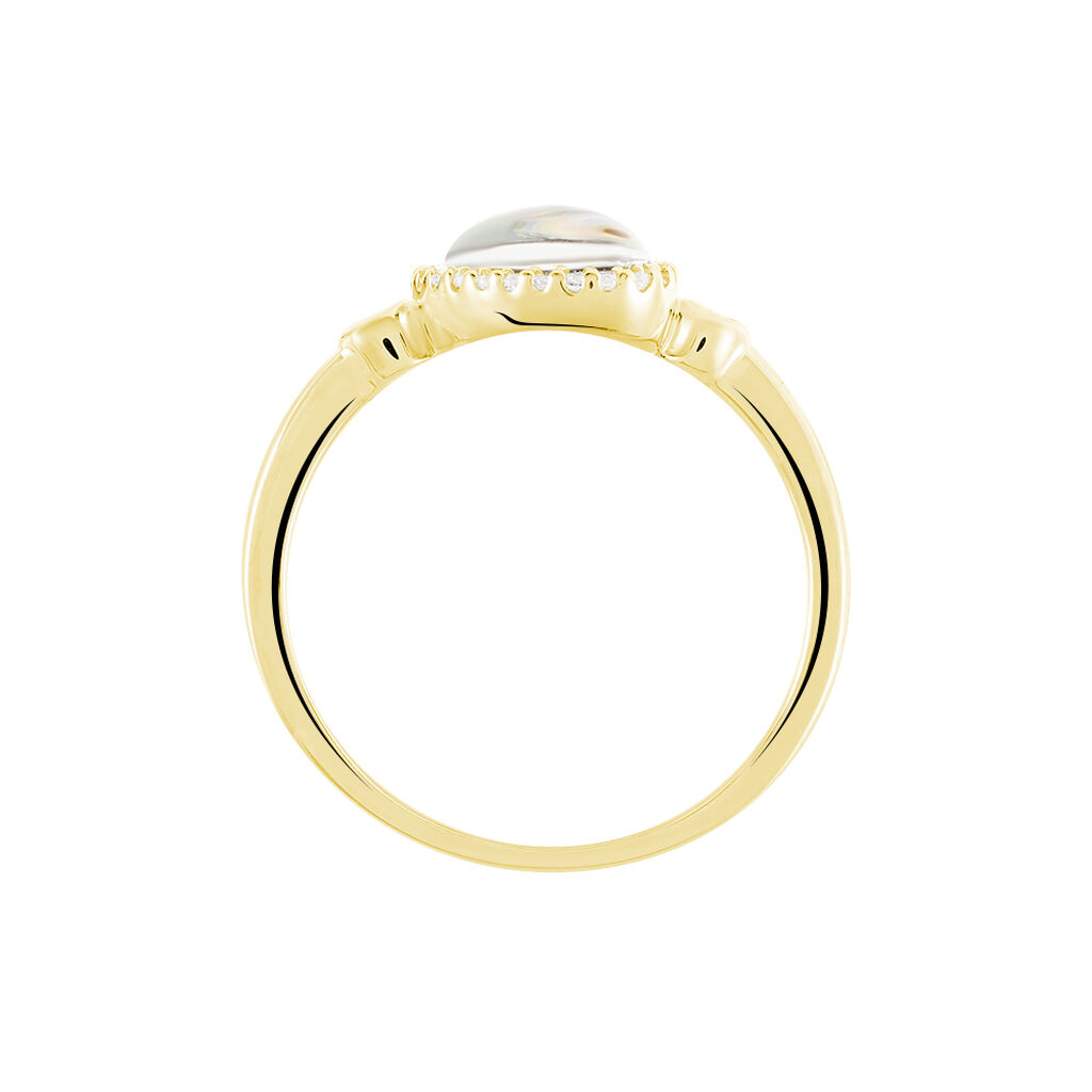 Damenring Silber 925 Vergoldet Zirkonia Perlmutt - Ringe mit Stein Damen | OROVIVO