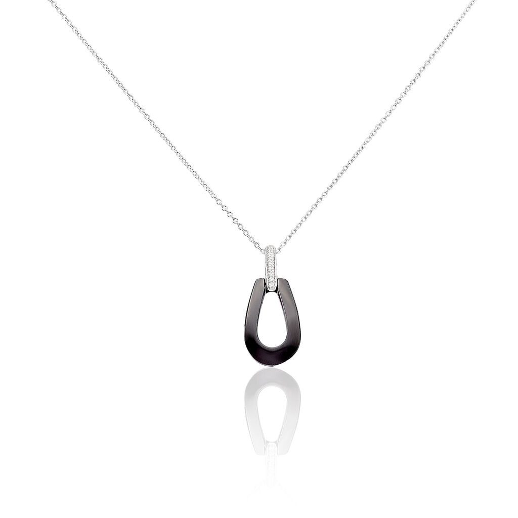 Collier Argent Blanc Céramique Et Oxyde De Zirconium - Spannringe Damen | OROVIVO