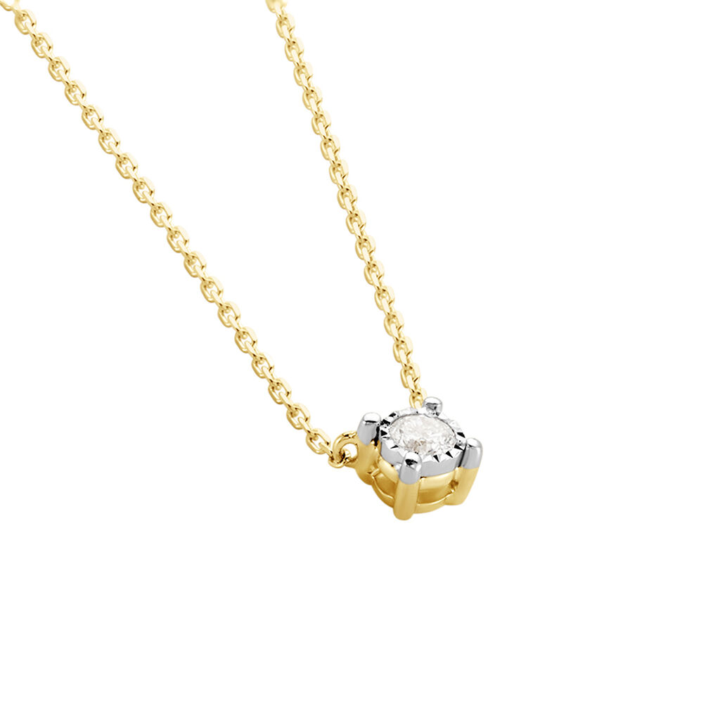 Damen Collier Gold 375 Diamant 0,07ct Viereck Illusion Pastille - Halsketten Damen | OROVIVO
