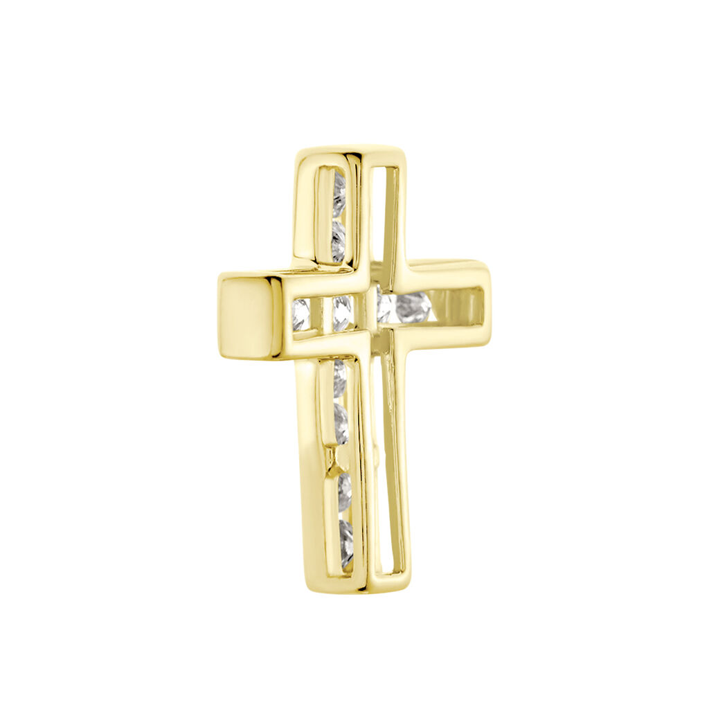Damen Anh&auml;nger Gold 375 (9 Karat) Diamant Wei&szlig; 0,23 ct Religi&ouml;ses Kreuz