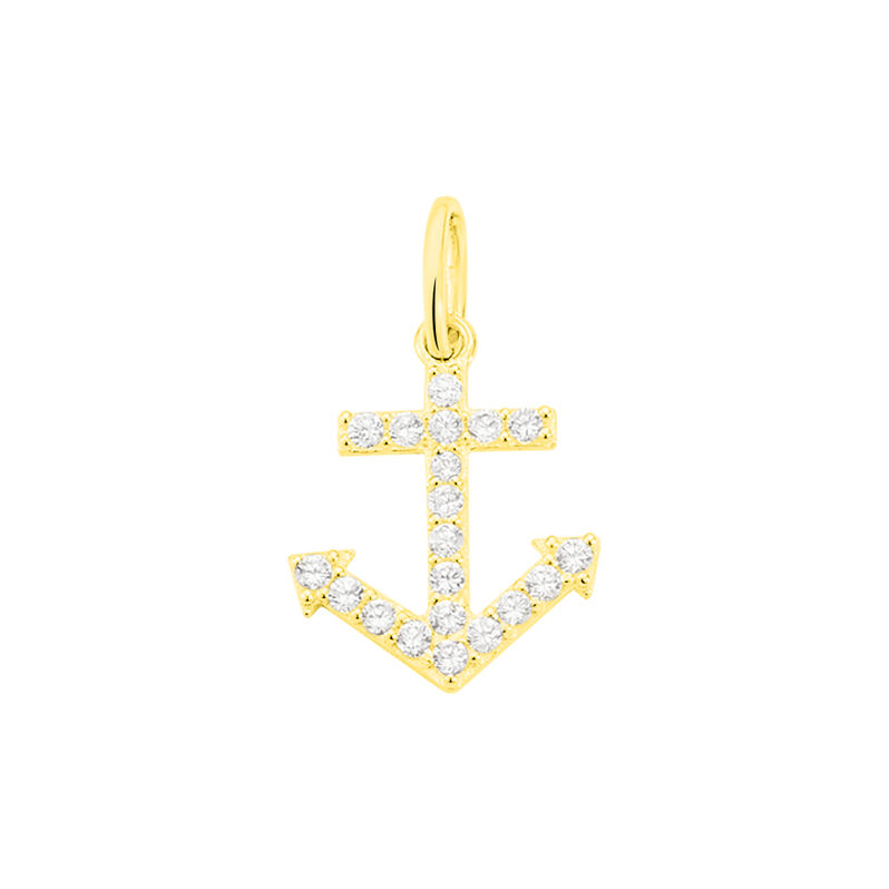 Anhänger Gold 375 Zirkonia Anker  - Schmuckanhänger Familie | OROVIVO
