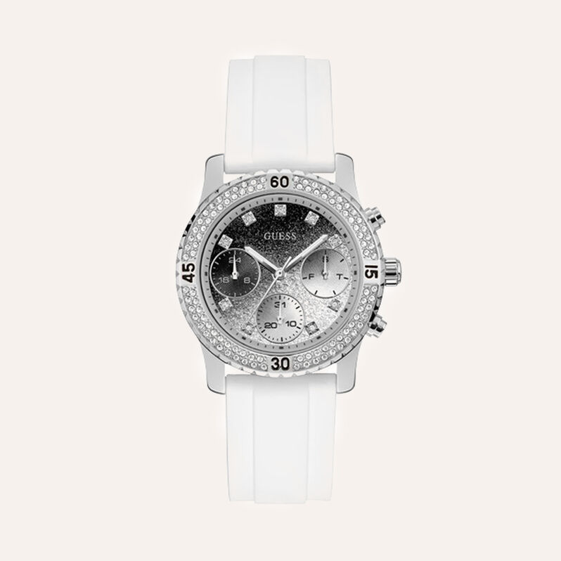 Orologio Cronografo Donna Guess Confetti quadrante argento W1098L1-RE21 - Spannringe Damen | OROVIVO