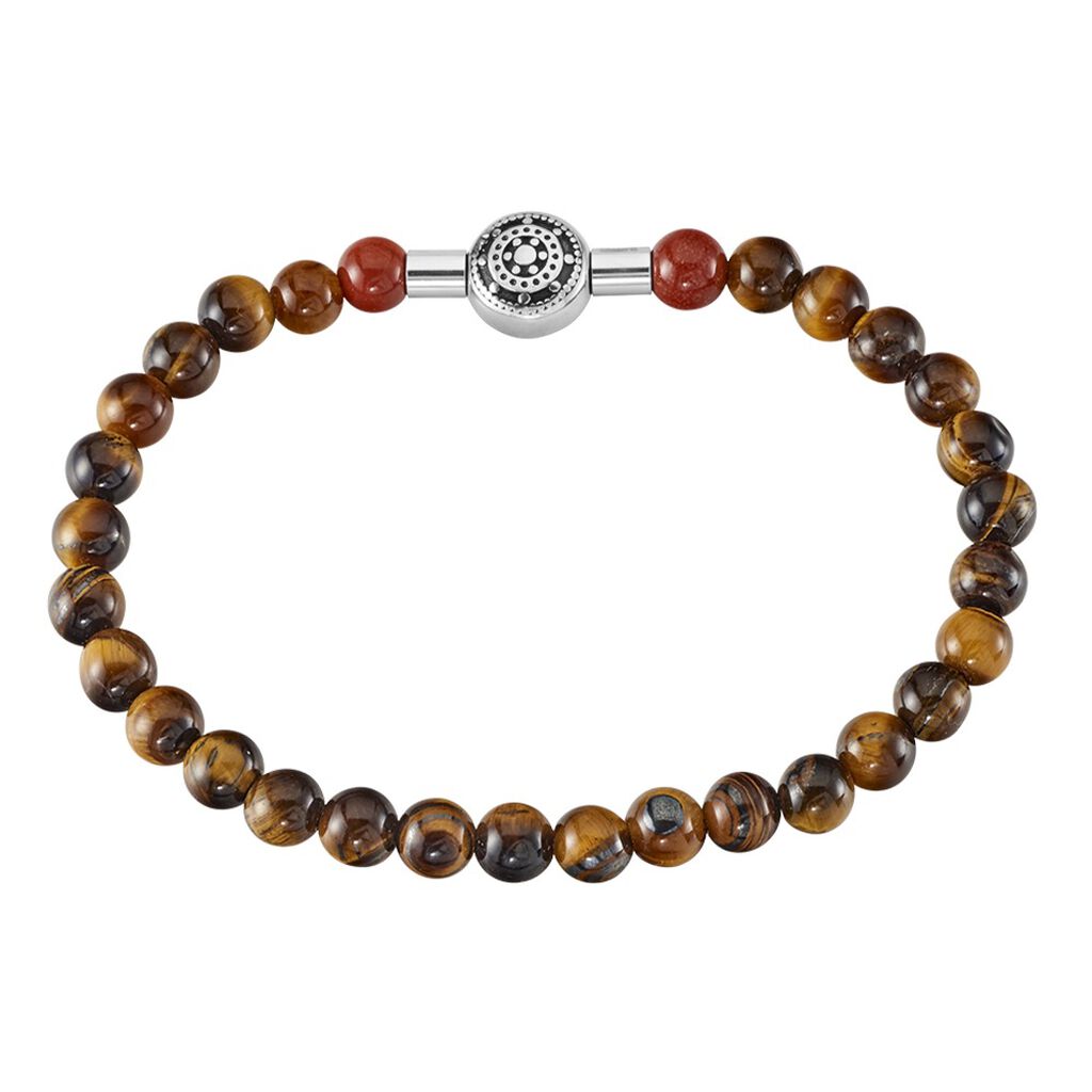Unisex Armband Edelstahl Mondstein Kastanienbraun 66ct - Kugelarmbänder Unisex | OROVIVO
