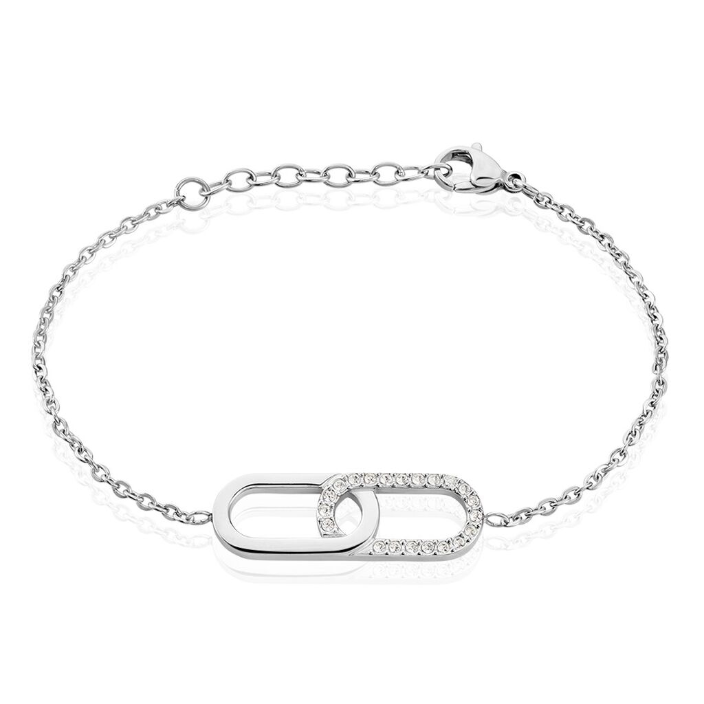 Bracelet Rekia Acier Blanc Strass - Spannringe Damen | OROVIVO