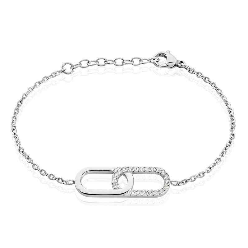 Bracelet Rekia Acier Blanc Strass - Spannringe Damen | OROVIVO