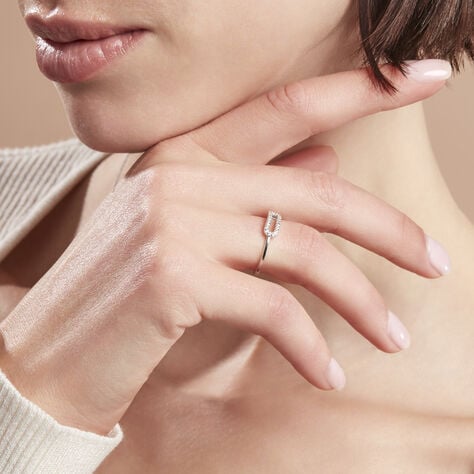 IVONA Damen Ring Silber 925 Zirkonia Wei&szlig; 0,1 ct Rechteckig - Ringe mit Stein Damen | OROVIVO