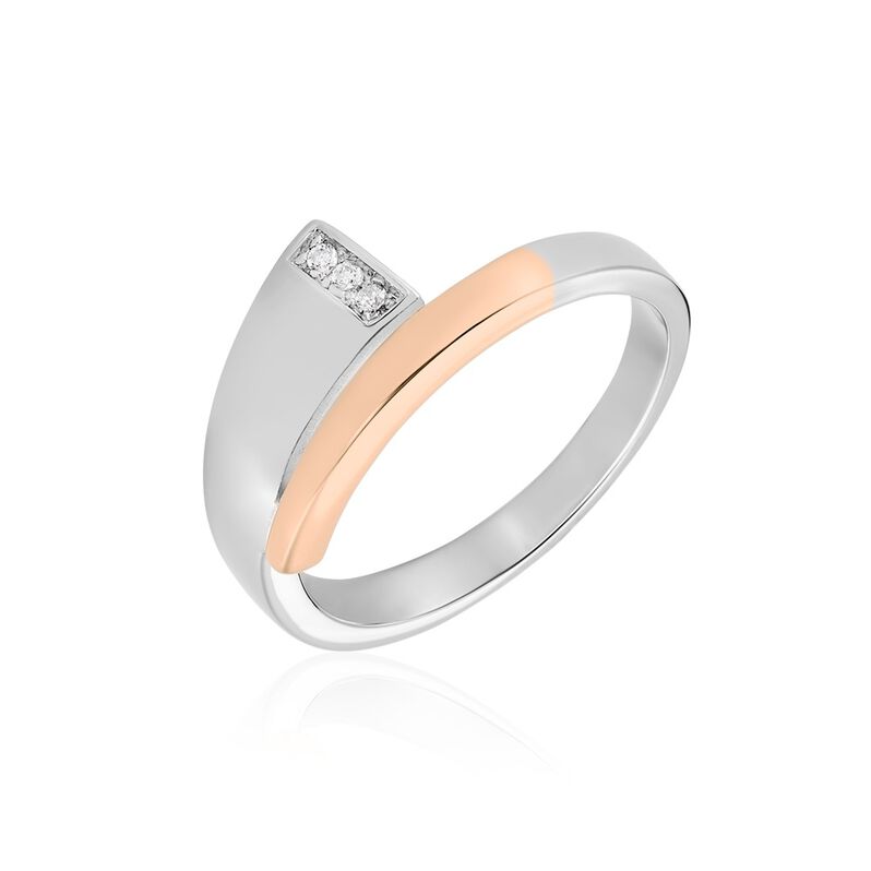 Damen Ring Silber Bicolor Silber/Roségold 925 Zirkonia   Ginna    - Ringe mit Stein Damen | OROVIVO