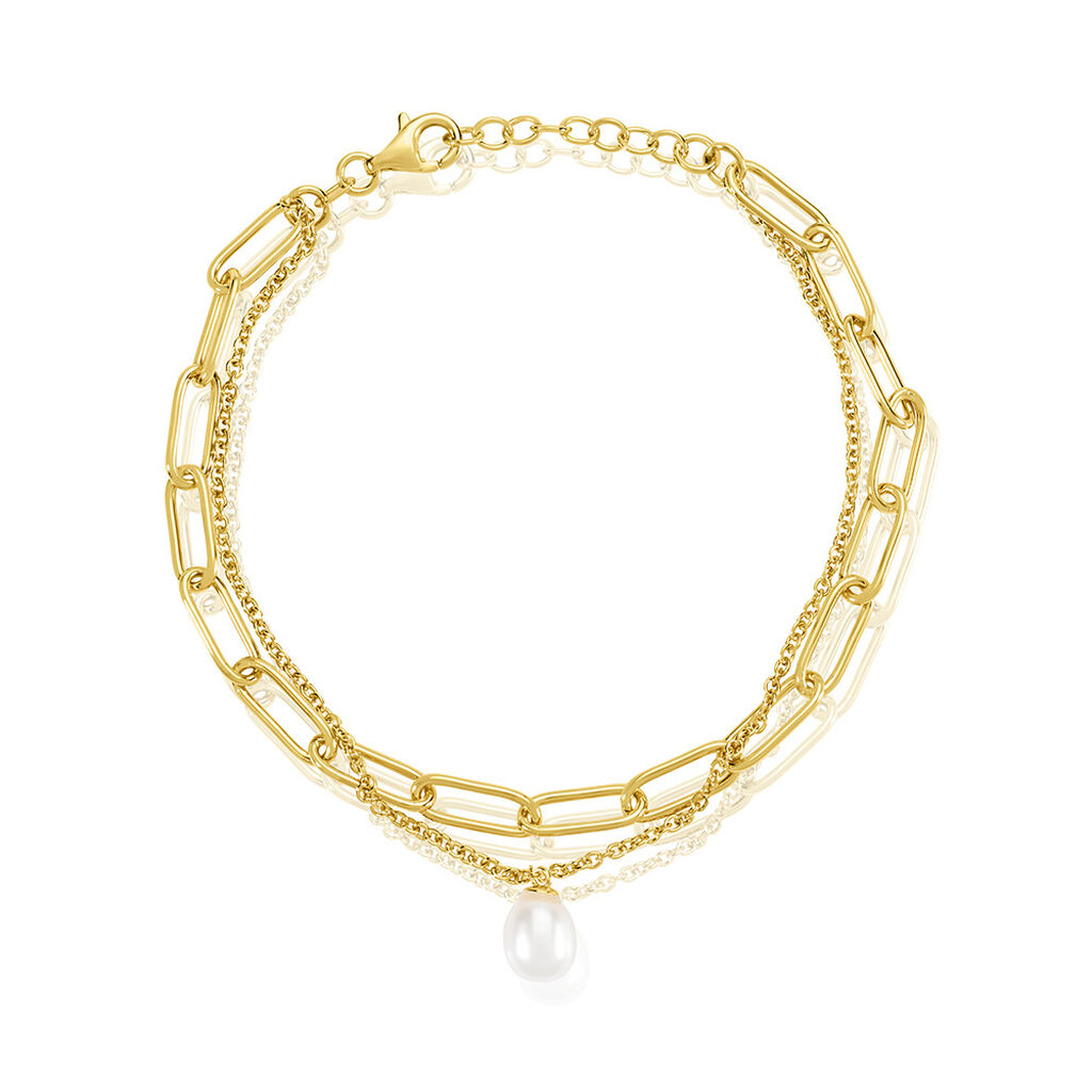 Harper Damen Armband Silber vergoldet 925 Zuchtperle Wei&szlig; B 4,5 mm