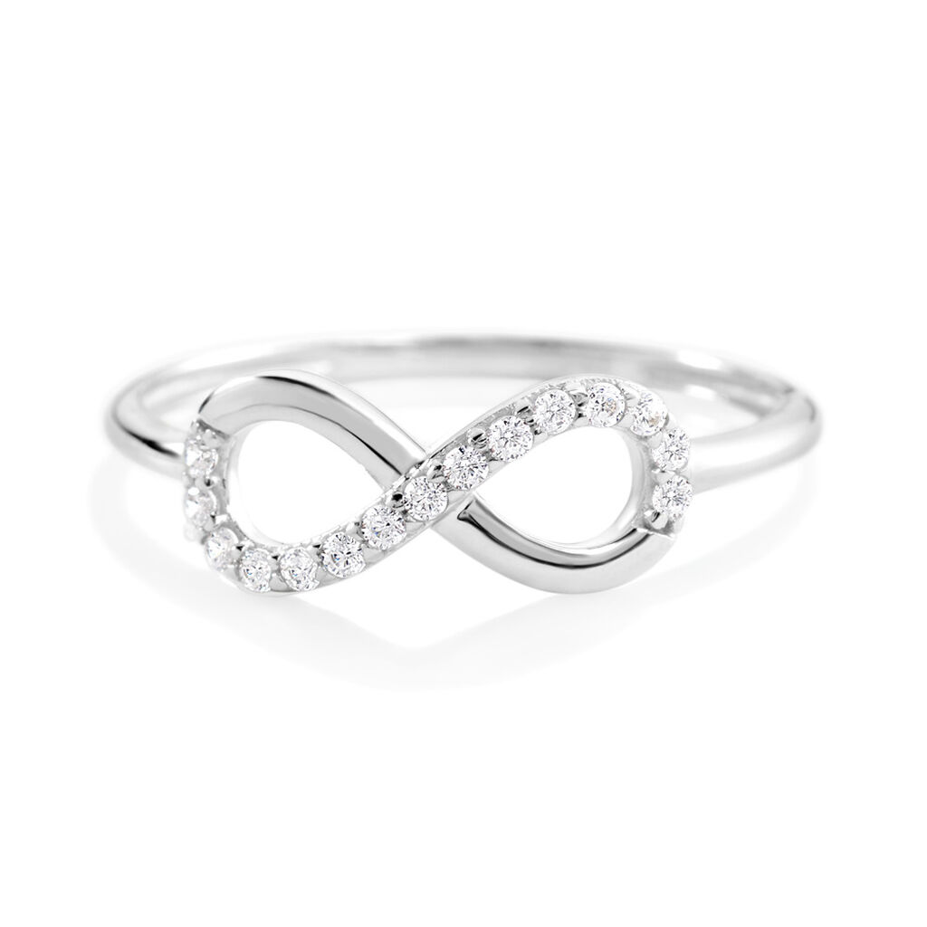 THILDA Damen Ring Weißgold 375 (9 Karat) Zirkonia Weiß 0,03 ct, Ring mit Stein