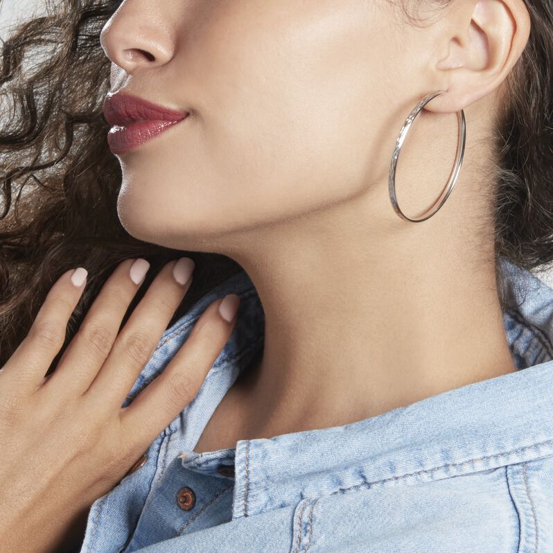 Créoles Argent Blanc Najiha - Spannringe Damen | OROVIVO