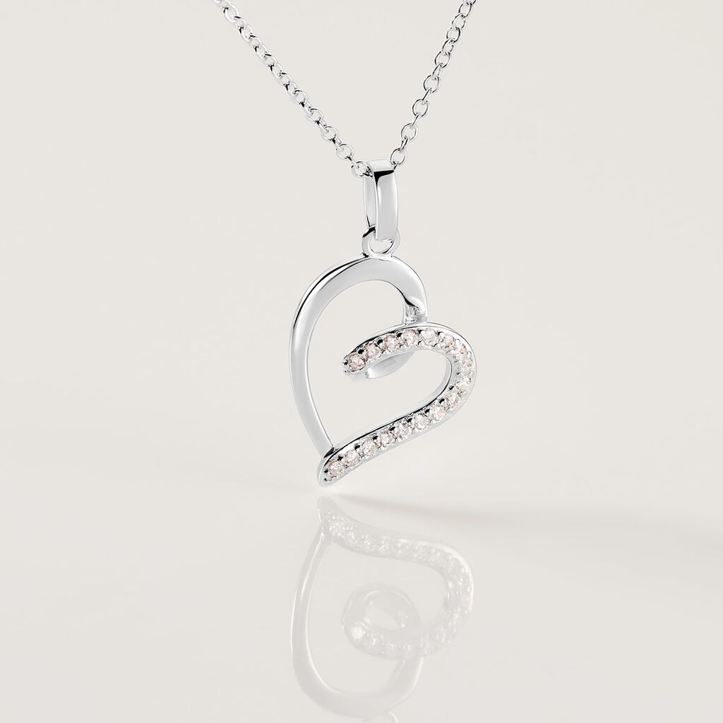 Damen Collier Silber 925 Zirkonia Herz 1,00mm - Halsketten Damen | OROVIVO